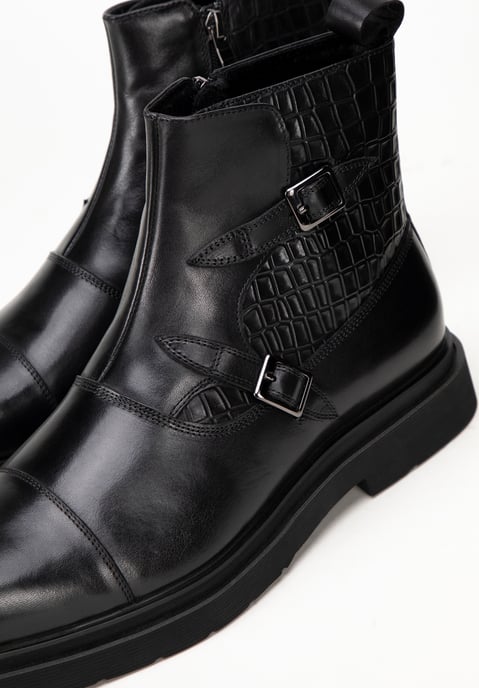 Wittchen Herren-Chelsea-Boots aus Leder mit Krokodilleder-Einsätzen, Schwarz - Image 5