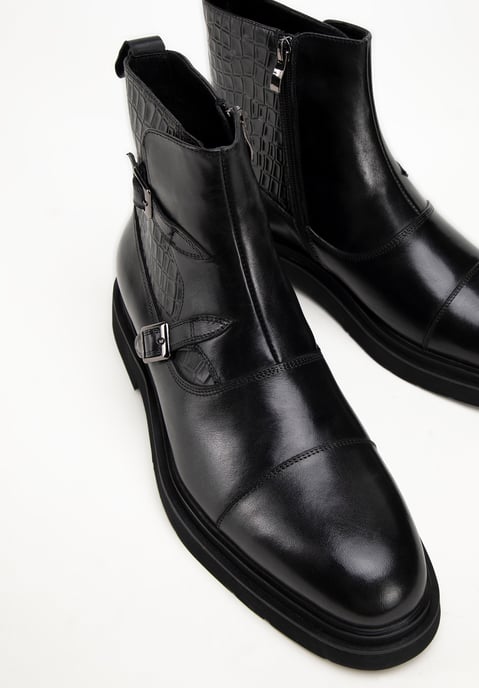 Wittchen Herren-Chelsea-Boots aus Leder mit Krokodilleder-Einsätzen, Schwarz - Image 6
