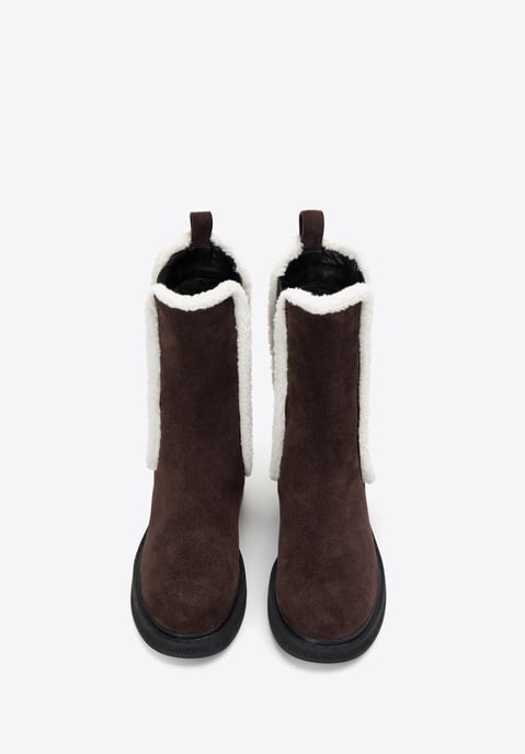 Wittchen Damen-Chelsea-Boots aus Wildleder mit Kunstfellbesatz, Dunkelbraun - Image 2