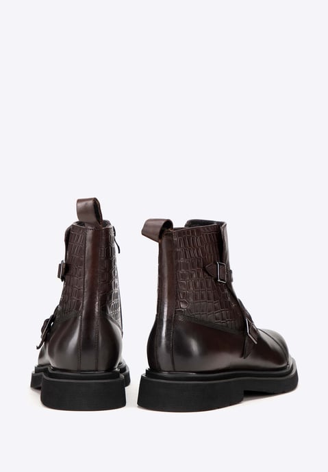 Wittchen Herren-Chelsea-Boots aus Leder mit Krokodilleder-Einsätzen, Braun - Image 3
