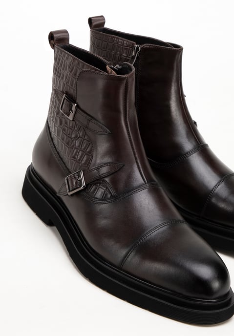 Wittchen Herren-Chelsea-Boots aus Leder mit Krokodilleder-Einsätzen, Braun - Image 5
