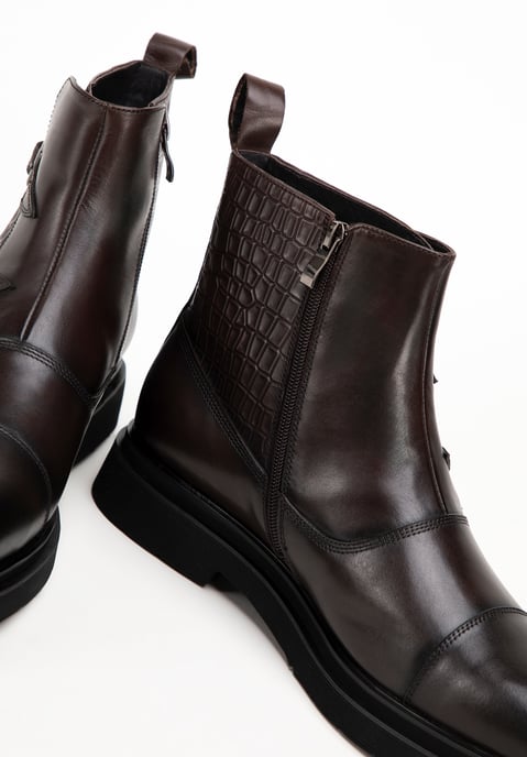 Wittchen Herren-Chelsea-Boots aus Leder mit Krokodilleder-Einsätzen, Braun - Image 6