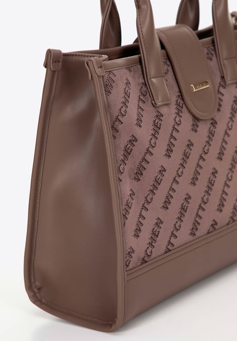 Wittchen Damen-Schultertasche, klassisch, mit Stoffeinsatz, Beige, Kunstleder - Image 3