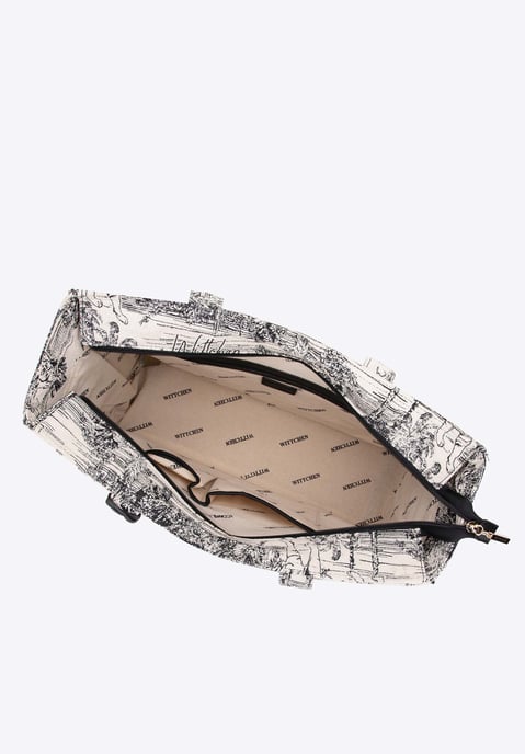 Wittchen Damen-Einkaufstasche mit Jacquardmuster, schwarz und creme - Image 3