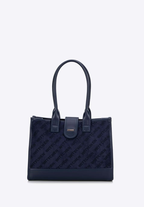 Wittchen Damen-Schultertasche, klassisch, mit Stoffeinsatz, Marineblau - Image 1