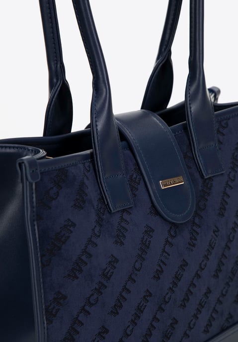 Wittchen Damen-Schultertasche, klassisch, mit Stoffeinsatz, Marineblau - Image 4