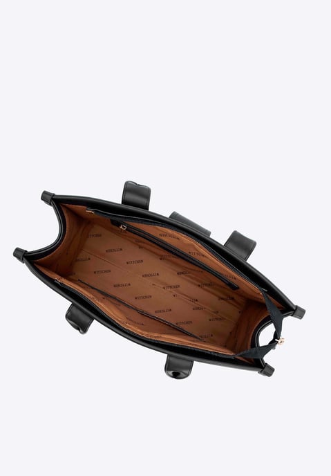Wittchen Damen-Schultertasche, klassisch, mit Stoffeinsatz, Schwarz, Kunstleder - Image 3