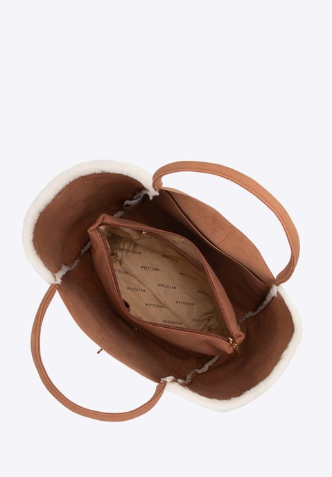 Wittchen Damen-Einkaufstasche aus Öko-Leder und Kunstpelz, beige - Image 4