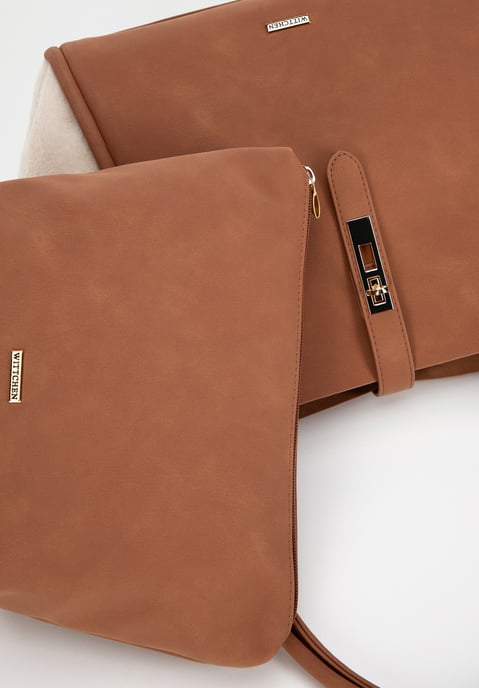 Wittchen Damen-Einkaufstasche aus Öko-Leder und Kunstpelz, beige - Image 5