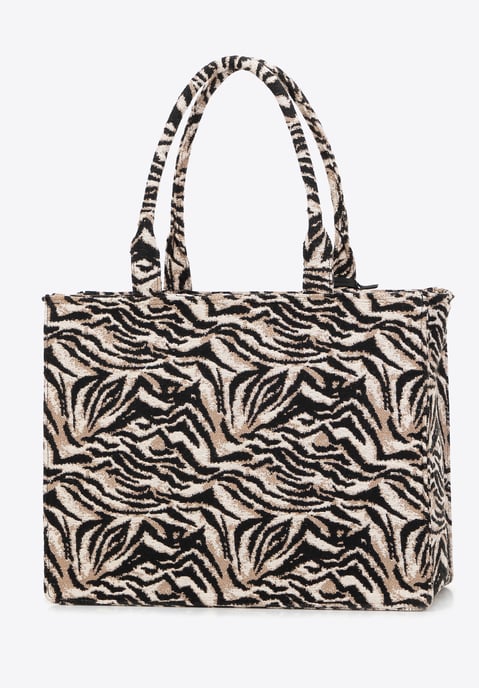 Wittchen Damen-Einkaufstasche mit Jacquardmuster aus schwarzer und brauner - Image 2