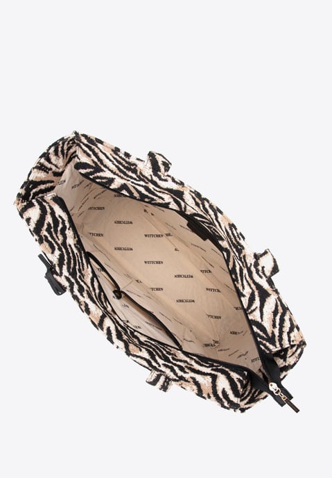 Wittchen Damen-Einkaufstasche mit Jacquardmuster aus schwarzer und brauner - Image 3
