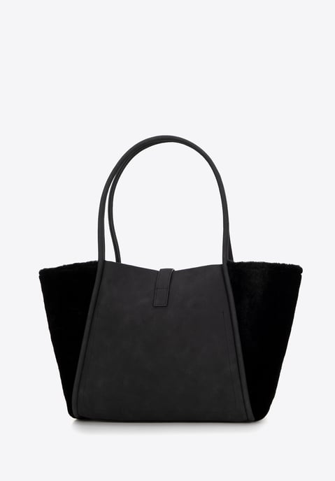 Wittchen Damen-Einkaufstasche aus Öko-Leder und Kunstpelz, schwarz - Image 2
