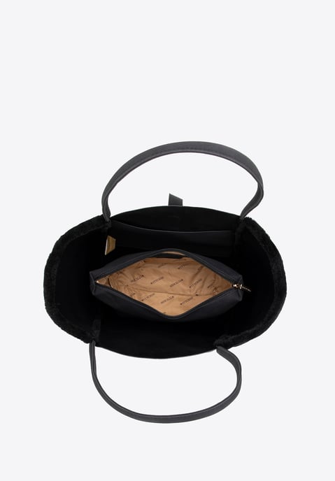 Wittchen Damen-Einkaufstasche aus Öko-Leder und Kunstpelz, schwarz - Image 4