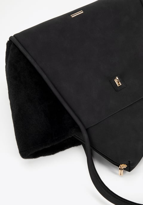 Wittchen Damen-Einkaufstasche aus Öko-Leder und Kunstpelz, schwarz - Image 5