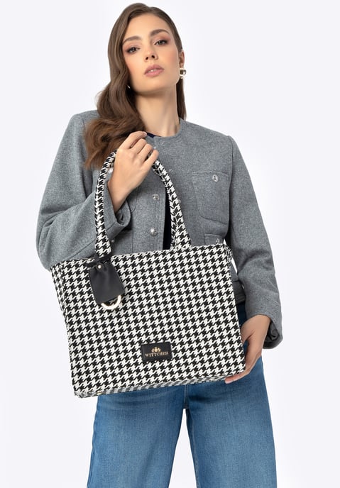 Wittchen Damen-Shopper-Tasche mit Jacquard-Quasten, schwarz-weiß, aus Baumwolle - Image 4