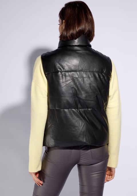 Wittchen Damen-Steppweste aus Kunstleder, schwarz - Image 3
