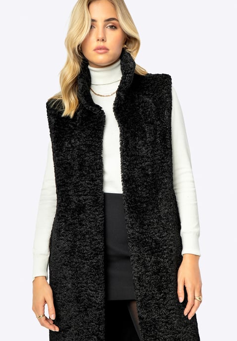 Wittchen Damen-Weste aus schwarzem Polyester mit Lammfellimitat - Image 2