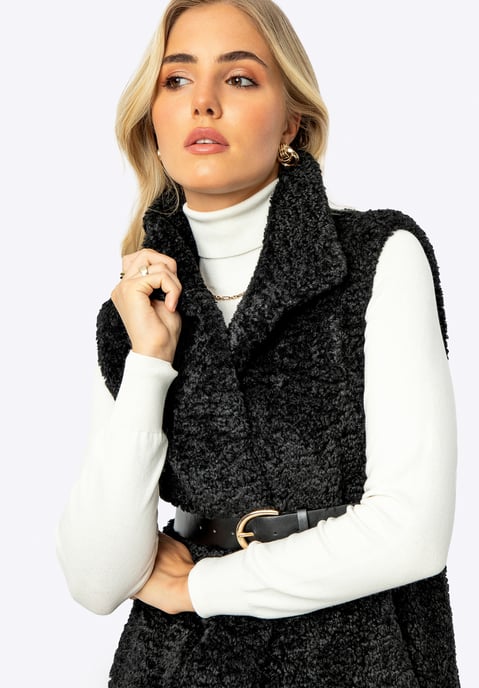 Wittchen Damen-Weste aus schwarzem Polyester mit Lammfellimitat - Image 6