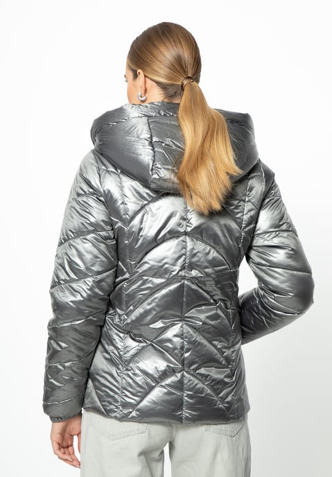 Wittchen Damen-Steppjacke aus silberfarbenem Nylon mit Zickzackmuster - Image 3