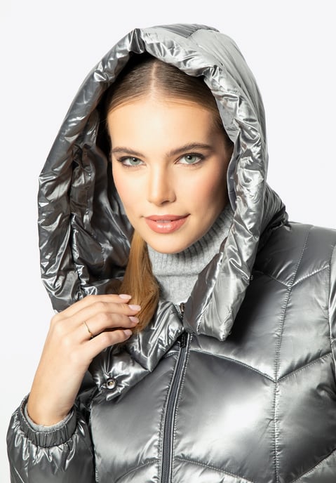 Wittchen Damen-Steppjacke aus silberfarbenem Nylon mit Zickzackmuster - Image 4