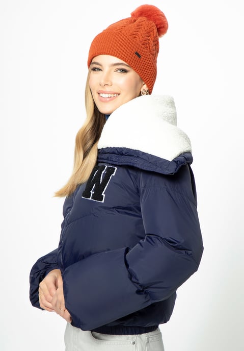 Wittchen Damen-Oversize-Jacke mit Kragen aus Kunstlammfell, marineblau - Image 2