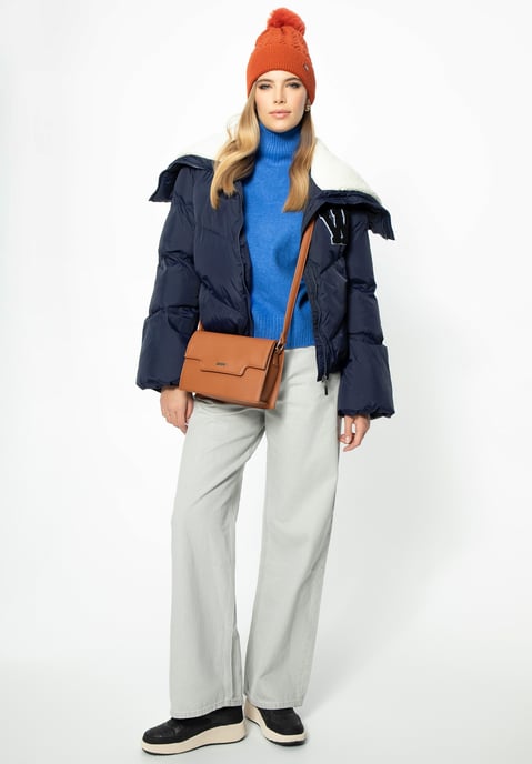 Wittchen Damen-Oversize-Jacke mit Kragen aus Kunstlammfell, marineblau - Image 4