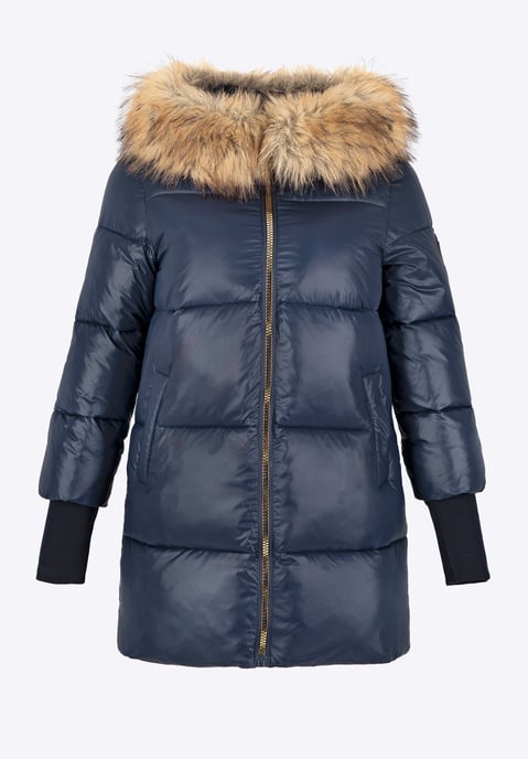 Wittchen Damenjacke mit Pelzkapuze, marineblau, Nylon - Image 5