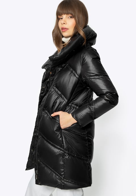 Wittchen Damen-Daunenjacke mit Stehkragen, schwarzes Nylon - Image 3