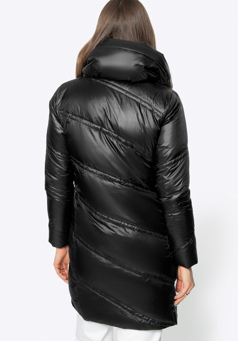 Wittchen Damen-Daunenjacke mit Stehkragen, schwarzes Nylon - Image 4