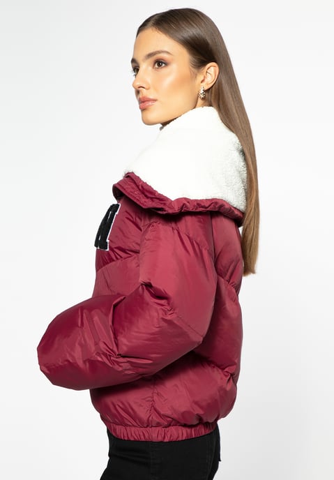Wittchen Damen-Oversize-Jacke mit Kragen aus Kunstfell, Dunkelrot, Polyester - Image 2