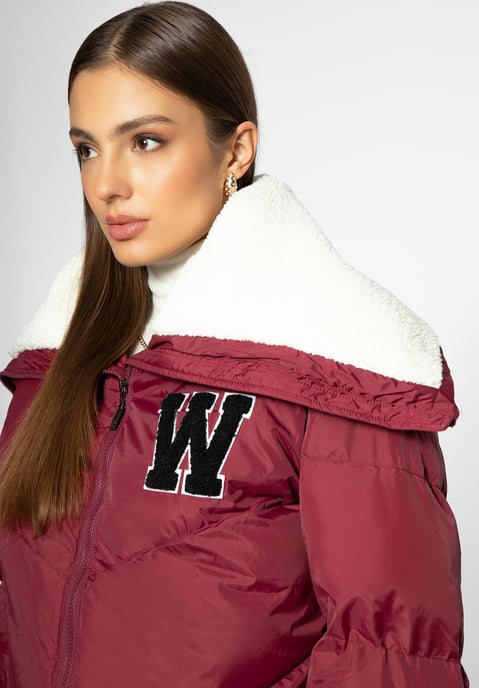 Wittchen Damen-Oversize-Jacke mit Kragen aus Kunstfell, Dunkelrot, Polyester - Image 4