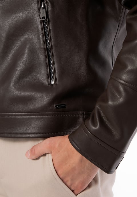 Wittchen Herren-Bikerjacke aus Öko-Leder mit Schulterklappen, dunkelbraun - Image 6