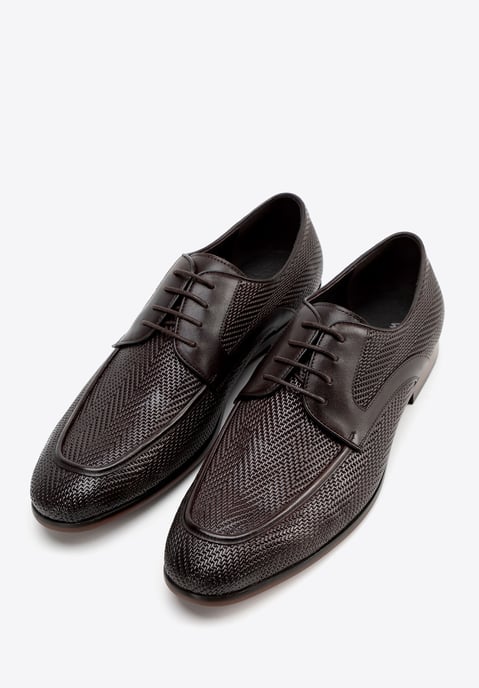 Wittchen Herren-Derbyschuhe aus echtem Leder mit Flechtmuster, dunkelbraun - Image 1