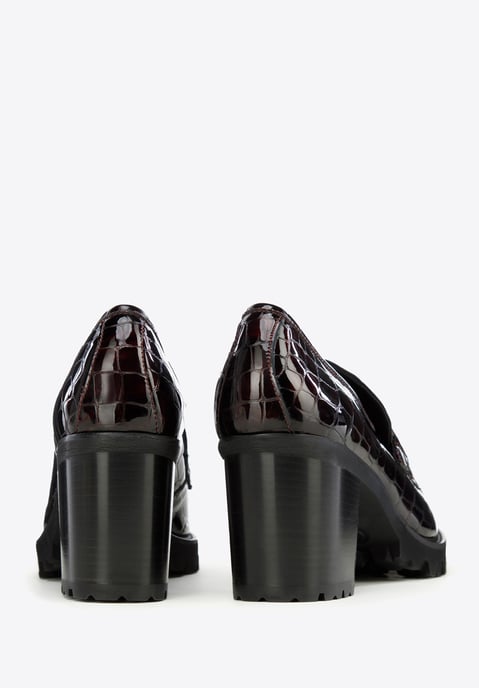 Wittchen Damen-Pumps aus Lackleder, Krokodilmuster mit Schnalle, Burgunderrot - Image 3