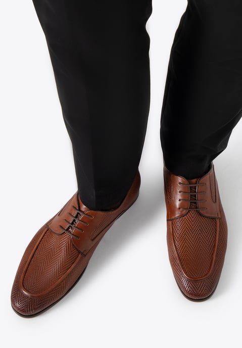 Wittchen Herren-Derbyschuhe aus echtem Leder mit Flechtmuster, hellbraun - Image 1