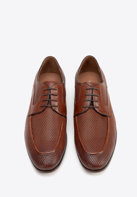Wittchen Herren-Derbyschuhe aus echtem Leder mit Flechtmuster, hellbraun - Image 3