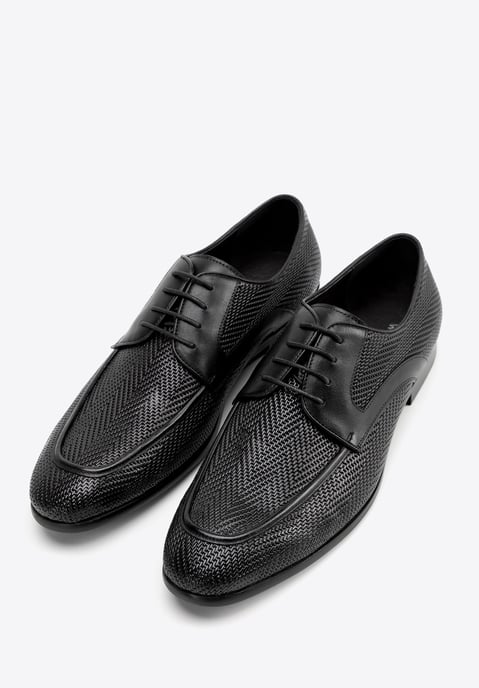 Wittchen Herren-Derbyschuhe aus echtem Leder mit Flechtmuster, schwarz - Image 1