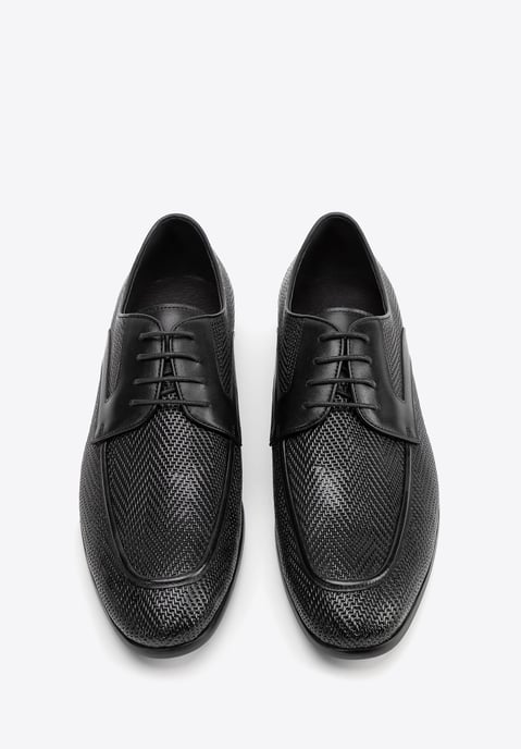 Wittchen Herren-Derbyschuhe aus echtem Leder mit Flechtmuster, schwarz - Image 2