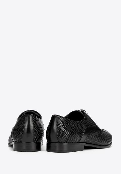 Wittchen Herren-Derbyschuhe aus echtem Leder mit Flechtmuster, schwarz - Image 3