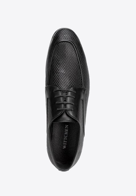 Wittchen Herren-Derbyschuhe aus echtem Leder mit Flechtmuster, schwarz - Image 4