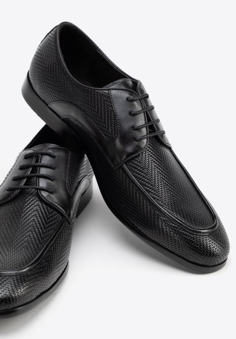 Wittchen Herren-Derbyschuhe aus echtem Leder mit Flechtmuster, schwarz - Image 6