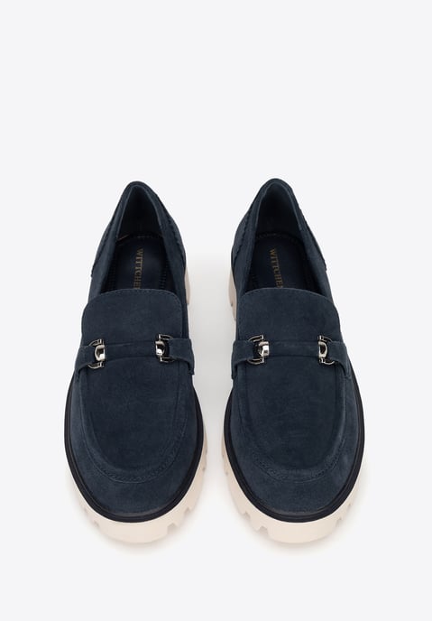 Wittchen Damen-Loafer aus Wildleder mit Schnalle, marineblau - Image 3