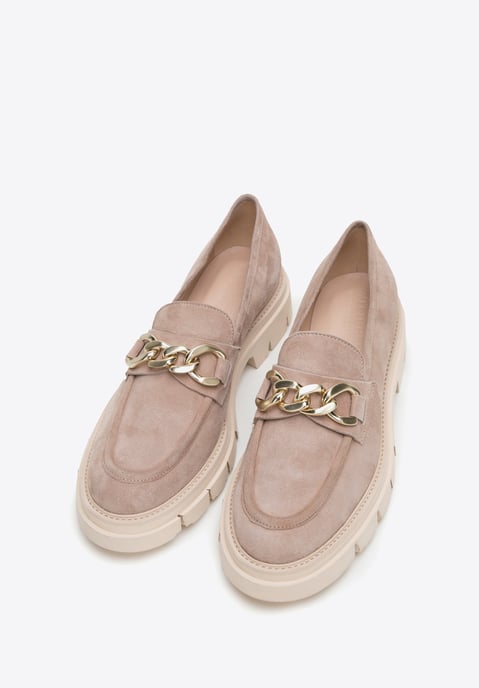 Wittchen Damen-Wildledermokassins mit Kette und Plateau, Beige - Image 1