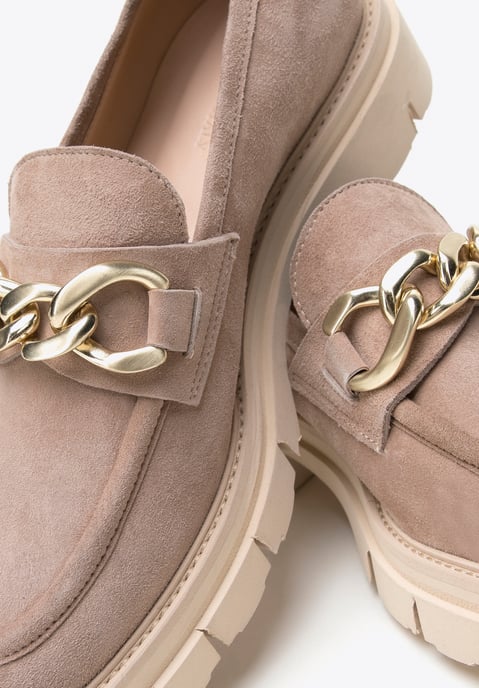 Wittchen Damen-Wildledermokassins mit Kette und Plateau, Beige - Image 6
