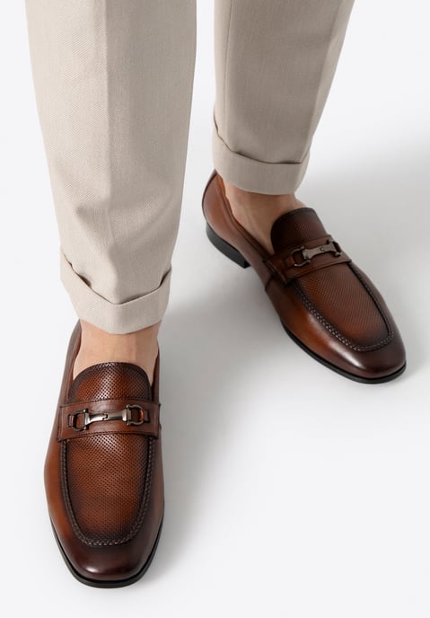 Wittchen Herren-Lederslipper mit Gürtelschnalle, Hellbraun, Naturleder - Image 1