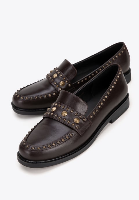 Wittchen Damen-Lederslipper mit Ziernieten, braunes Naturleder - Image 6