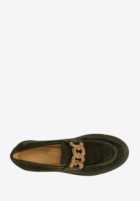 Wittchen Damen-Loafer aus Wildleder mit Zierkette auf Plateau, dunkelgrün - Image 4