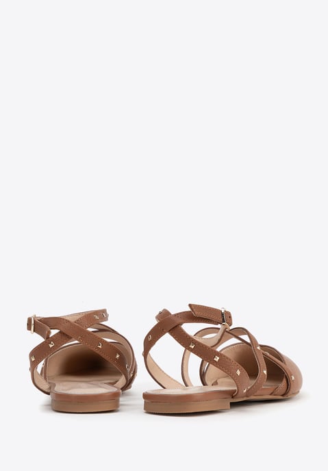 Wittchen Damen-Ballerinas aus Leder mit Metallic-Akzenten, braunes Naturleder - Image 4