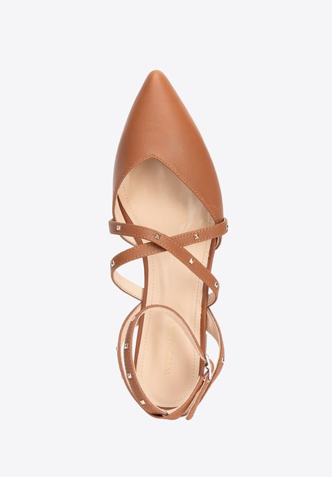 Wittchen Damen-Ballerinas aus Leder mit Metallic-Akzenten, braunes Naturleder - Image 5
