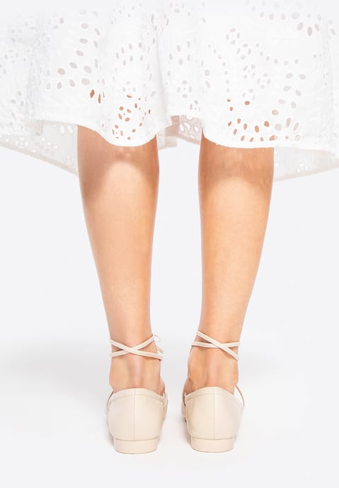 Wittchen Damen-Ballerinas aus echtem Leder mit Bändern, beige, Naturleder - Image 4